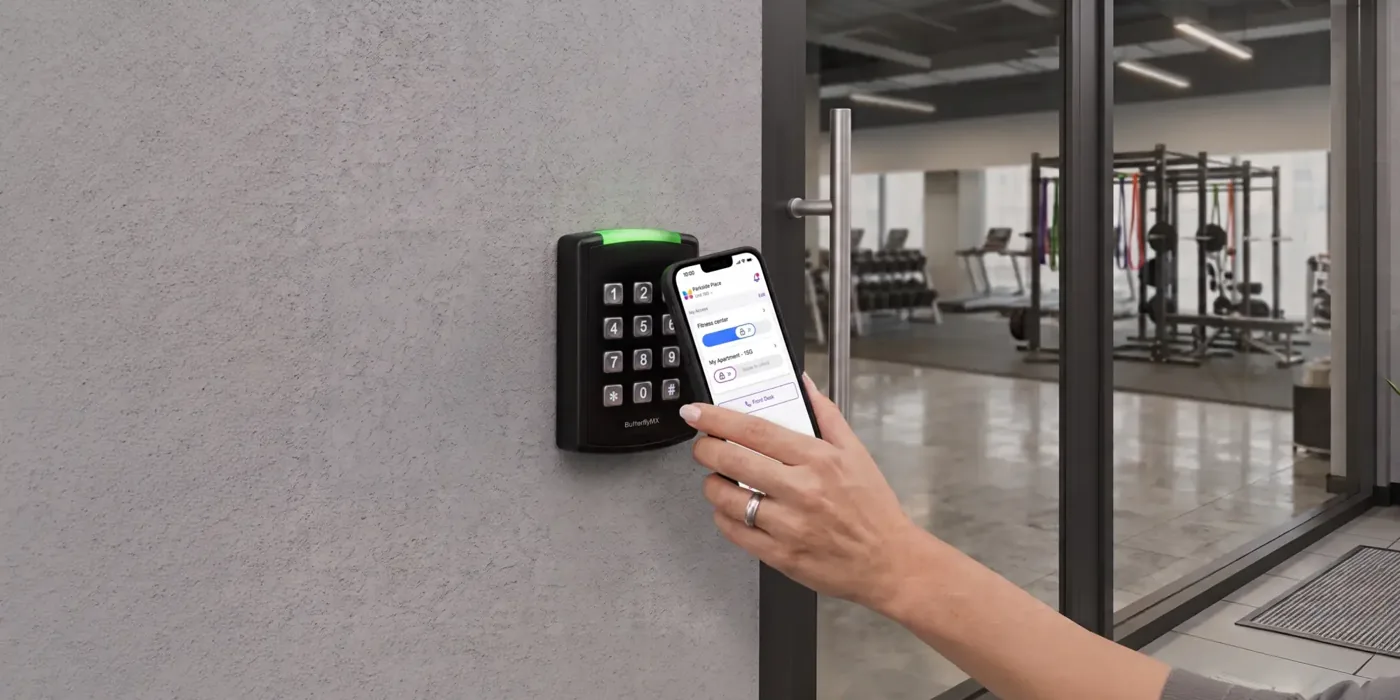 ButterflyMX keypad reader with mobile credential