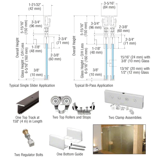 CRL EZ-Slide 180 top-hung sliding door kit, CRL3601 (C.R. Laurence)