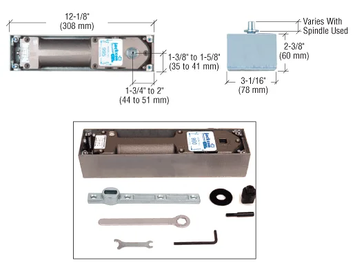 CRL Jackson 900 Series floor closer, center-hung package (C.R. Laurence)